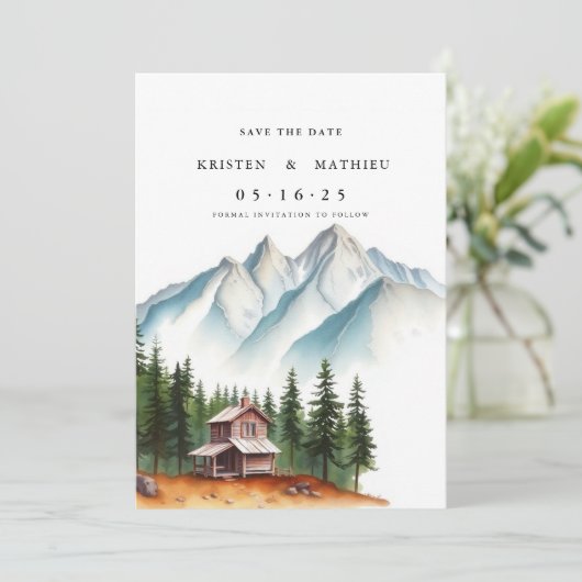 Klassieke digitale berg save the date (Staand voorkant)