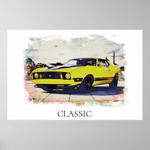 *~* Klassieke digitale FORD MUSTANG Vintage Retro Poster