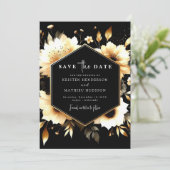 Klassieke digitale gouden en zwarte bruiloft save the date (Staand voorkant)