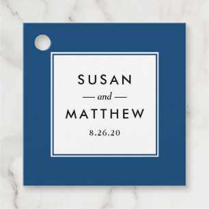 Klassieke, dikke grens marineblauw huwelijk bedankjes labels