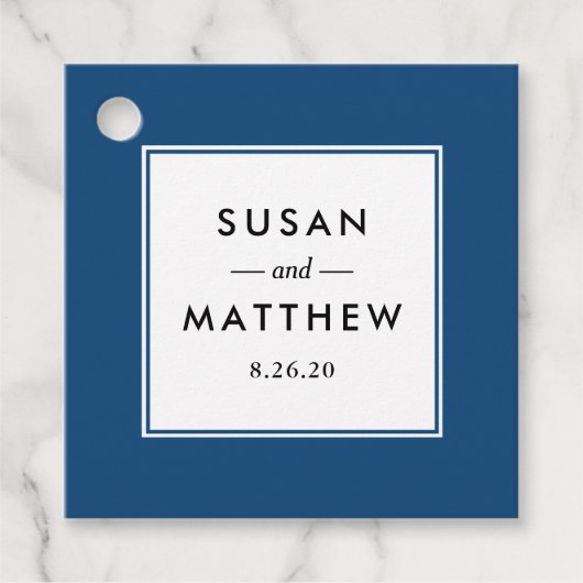 Klassieke, dikke grens marineblauw huwelijk bedankjes labels (Voorkant)