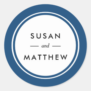 Klassieke dikke grens zeemacht blauw, gepersonalis ronde sticker