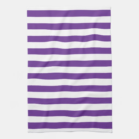 Klassieke Dikke Paarse & Witte Horizontale Gestree Theedoek (Verticaal)
