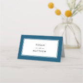 Klassieke Dikke Rand Marine Blauwe Tafel Plaatskaartje (Achterkant)
