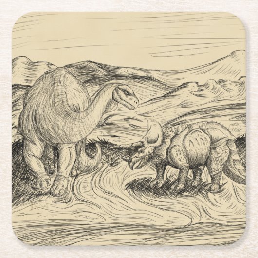 Klassieke Dinosauriërs Kartonnen Onderzetters (Voorkant)