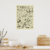 Klassieke dinosaurusbot fossiele kunst poster (Keuken)