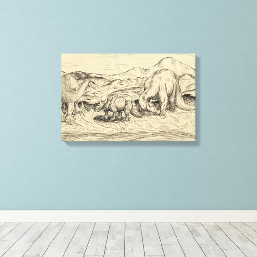 Klassieke dinosaurussen canvas afdruk (Insitu (Houten vloer))