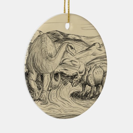 Klassieke dinosaurussen keramisch ornament (Rechts)