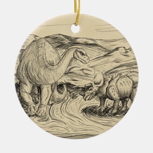 Klassieke dinosaurussen keramisch ornament (Voorkant)
