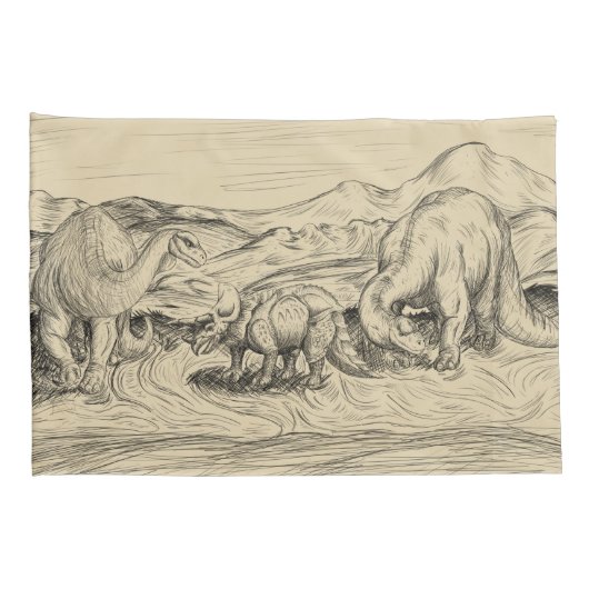 Klassieke dinosaurussen kussensloop (Achterkant-Rechts)