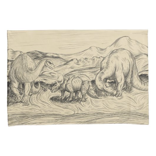 Klassieke dinosaurussen kussensloop (Voorkant-Rechts)