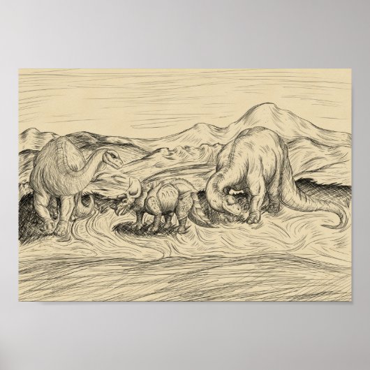 Klassieke dinosaurussen poster (Voorkant)