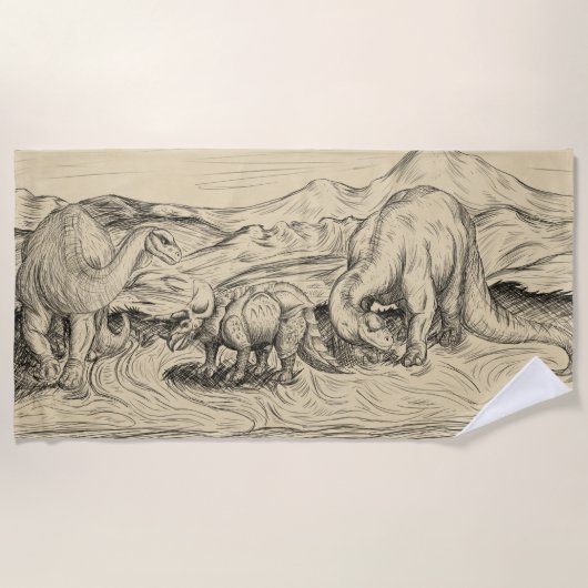 Klassieke dinosaurussen strandlaken (Voorkant)