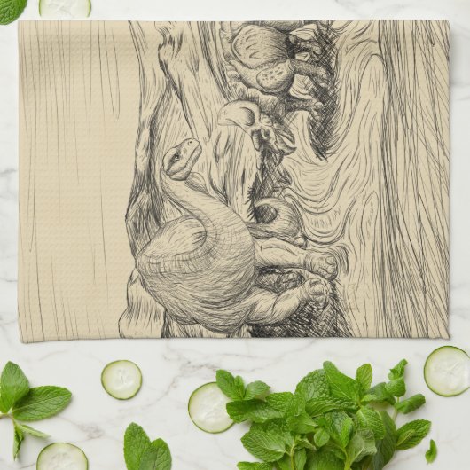 Klassieke dinosaurussen theedoek (Gevouwen)