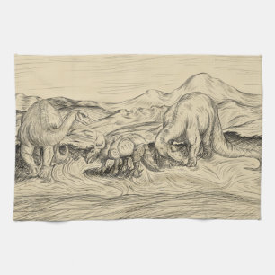 Klassieke dinosaurussen theedoek