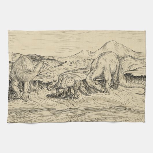 Klassieke dinosaurussen theedoek (Horizontaal)