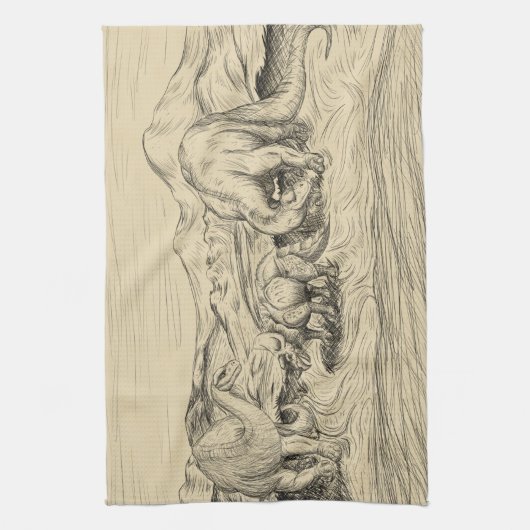 Klassieke dinosaurussen theedoek (Verticaal)