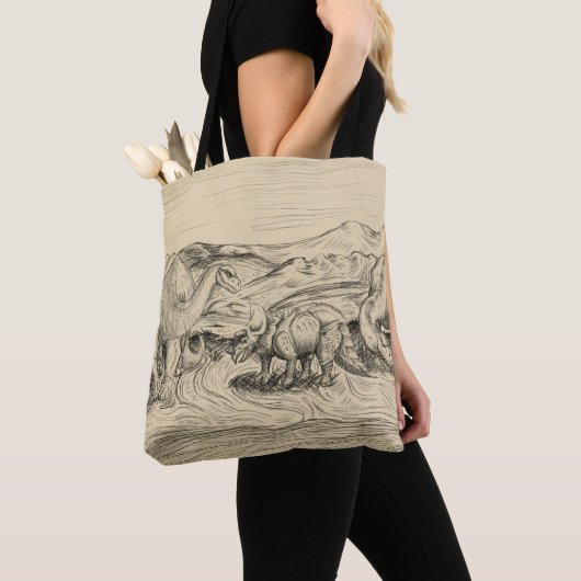 Klassieke dinosaurussen tote bag (Dichtbij)