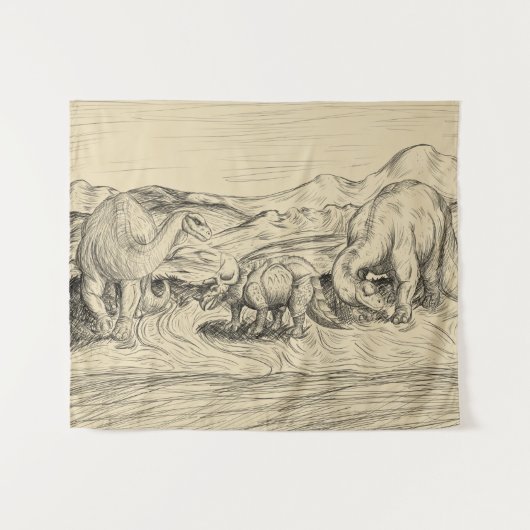 Klassieke dinosaurussen wandkleed (Voorkant (horizontaal))