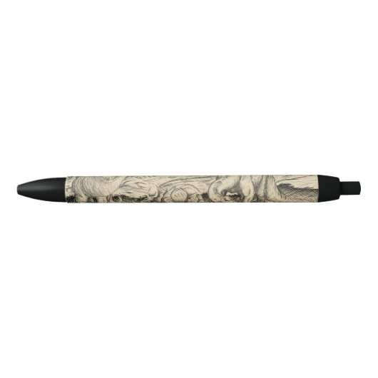 Klassieke dinosaurussen zwarte inkt pen (Voorkant)