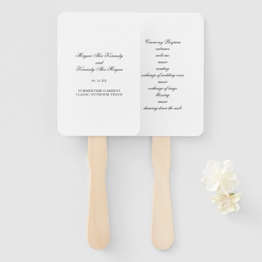 Klassieke DIY Wedding Ceremony Program Hand Fan Handwaaier (Voorkant en achterkant)