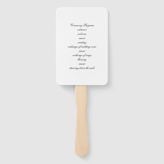Klassieke DIY Wedding Ceremony Program Hand Fan Handwaaier (Achterkant)