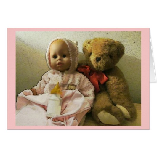 Klassieke Doll- en Teddy Bear-kaart (Voorkant Horizontaal)