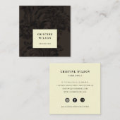 Klassieke donkerbruine  sierogen Victoriaans Vierkante Visitekaartje (Voorkant / Achterkant)