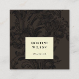 Klassieke donkerbruine  sierogen Victoriaans Vierkante Visitekaartje