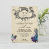 Klassieke  donkere Alice in Wonderland Wedding Kaart (Staand voorkant)