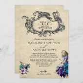 Klassieke  donkere Alice in Wonderland Wedding Kaart (Voorkant / Achterkant)