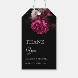 Klassieke donkere bloemige trouw- dankjewel kunst cadeaulabel