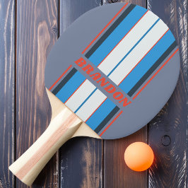 Klassieke donkere bordstrepen met naam tafeltennisbatje
