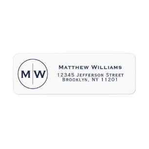 Klassieke donkere marineblauw Cirkel twee monogram Etiket