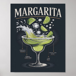 Klassieke Donkere Tequila Margarita Splash Grafiek Poster