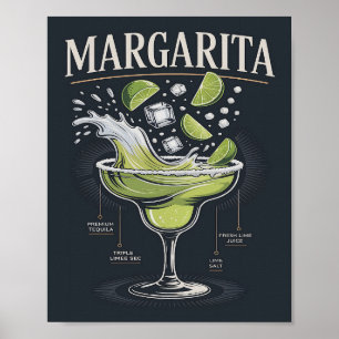Klassieke Donkere Tequila Margarita Splash Grafiek Poster