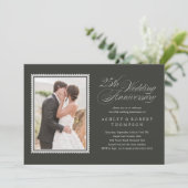 Klassieke donkere uitnodigingen voor 25-jarig jubi (Staand voorkant)