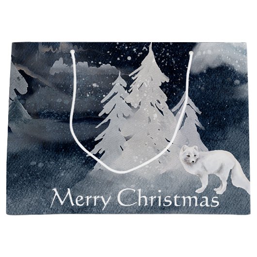 Klassieke, donkere winterscène met gevelkerst groot cadeauzakje (Voorkant)