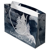 Klassieke, donkere winterscène met gevelkerst groot cadeauzakje (Achterkant Gekanteld)