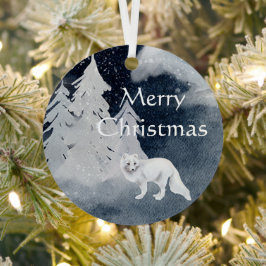 Klassieke donkere winterscène met vos Kerstmis  Metalen Ornament