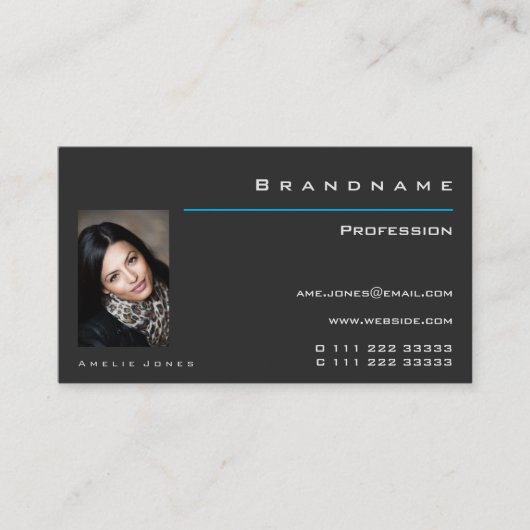 Klassieke, donkergrijze aangepaste foto - Logo Pro Visitekaartje (Voorkant)