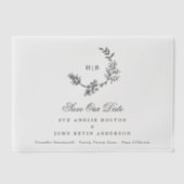 Klassieke donkergrijze monogram krans Bewaar de da Vellum Uitnodigingen (Voorkant)