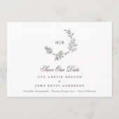Klassieke Donkergrijze Monogram Krans Klassieke Br Save The Date (Voorkant)