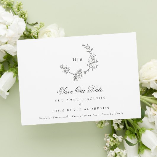 Klassieke Donkergrijze Monogram Krans Klassieke Br Save The Date