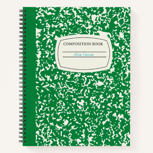 Klassieke donkergroene compositie notitieboek (Voorkant)
