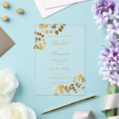 Klassieke donkergroene gouden eucalyptus elegante  acryl uitnodigingen (Insitu (Huwelijk))