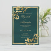 Klassieke donkergroene gouden eucalyptus elegante  kaart (Staand voorkant)