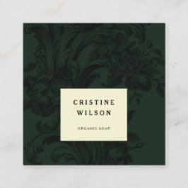 Klassieke donkergroene  sierbloem Victoriaans Vierkante Visitekaartje