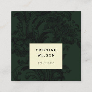 Klassieke donkergroene  sierbloem Victoriaans Vierkante Visitekaartje