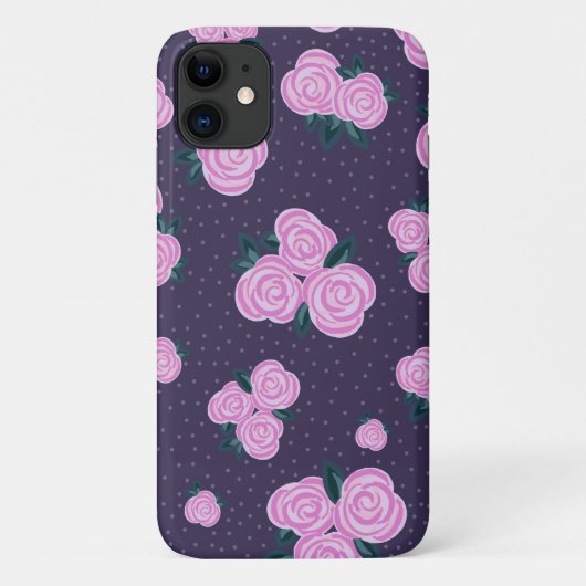 Klassieke donkerpaarse bloemen Case-Mate iPhone case (Achterkant)